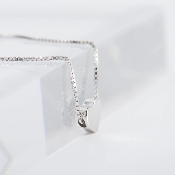 NEW 925 Sterling Silver Simple Heart Necklace - Picture 6 of 10